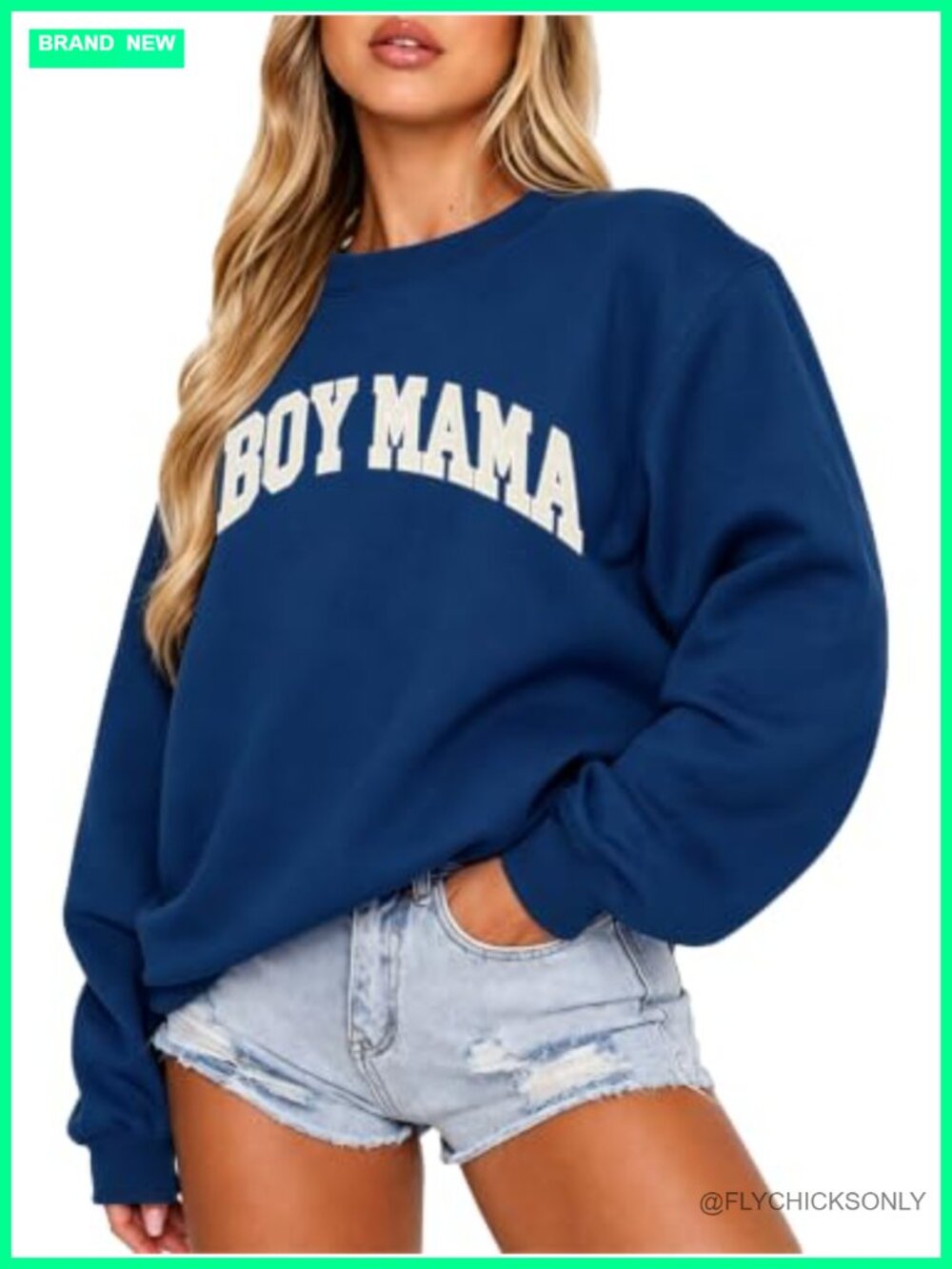 Oversized Boy Mama Graphic Sweatshirt Cotton Polyester Pullover